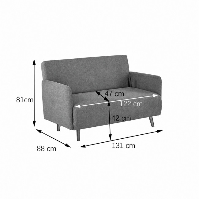 Belushi - Canapé convertible 2 places en tissu pieds bois foncé