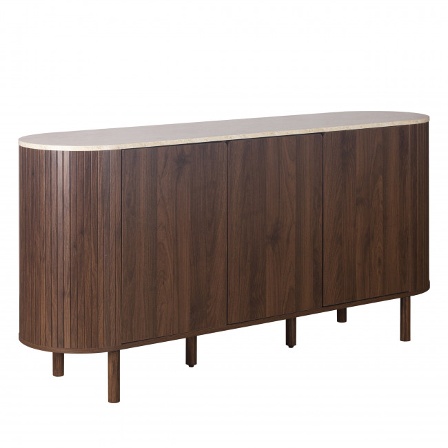 Alma - Buffet 3 portes en bois effet  travertin L160cm