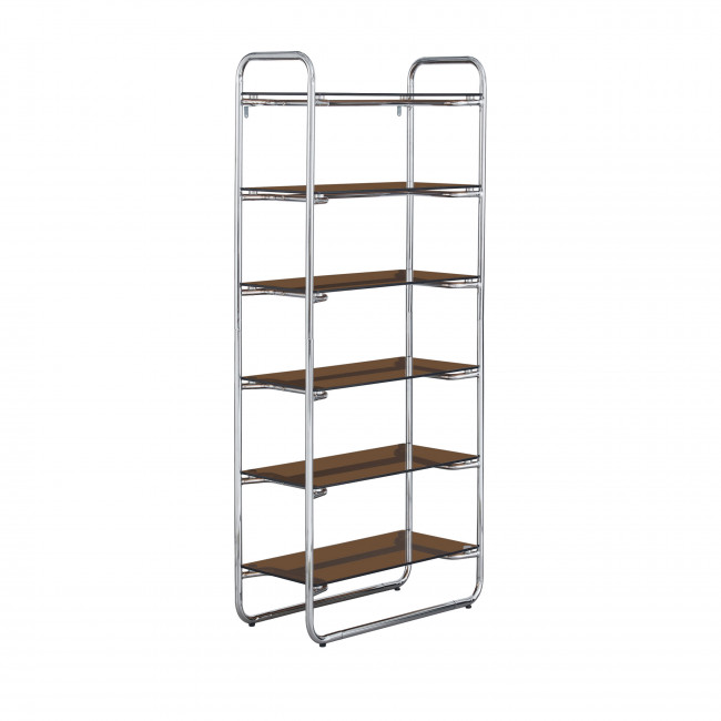 Delio - Etagère en verre et pieds chrome H163cm