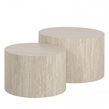 Elva - Lot de 2 tables d'appoint effet travertin