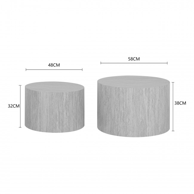 Elva - Lot de 2 tables d'appoint effet travertin