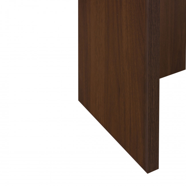 Calian - Table basse ovale en bois et effet travertin