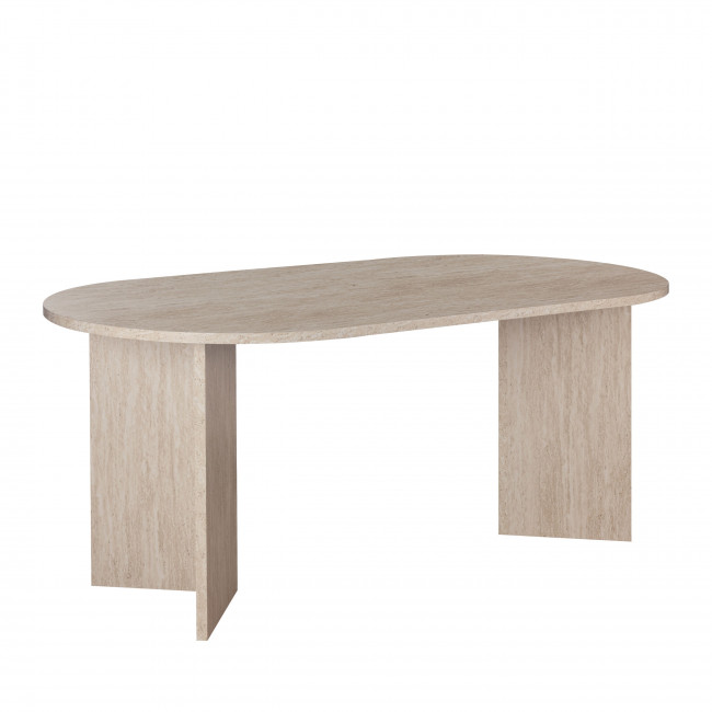 Calian - Table à manger 8 personnes ovale effet travertin 