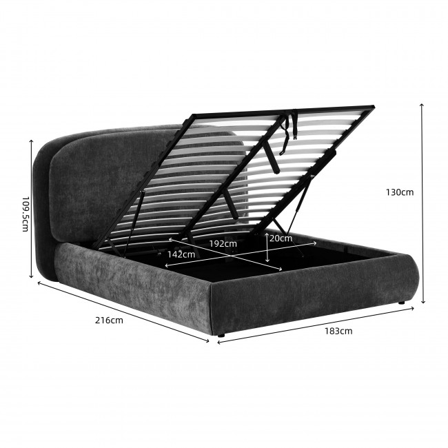 Claudie - Lit coffre en tissu 140x190cm
