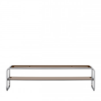 Delio - Meuble TV en verre et pieds chrome L 160 cm