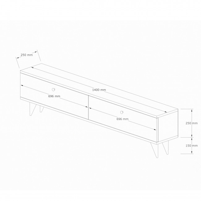 Yara - Meuble TV 2 portes en bois L140cm