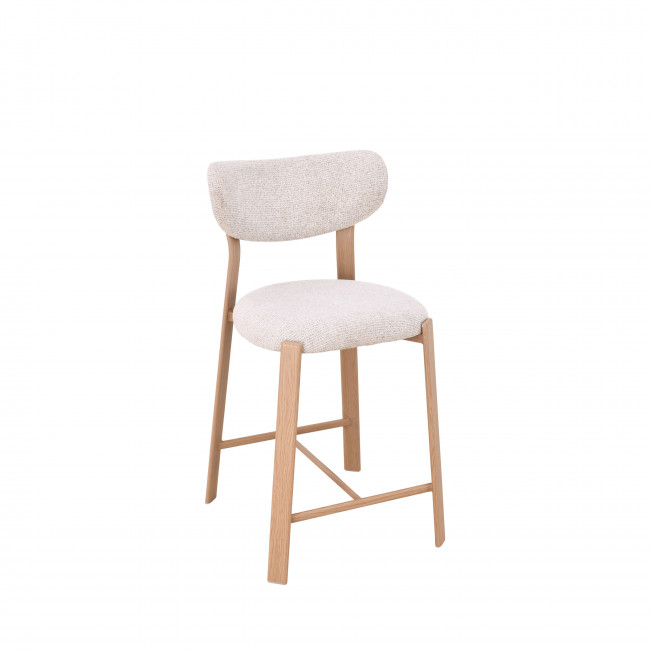 Lunara - Lot de 2 chaises de bar en tissu piètement effet bois clair H65cm
