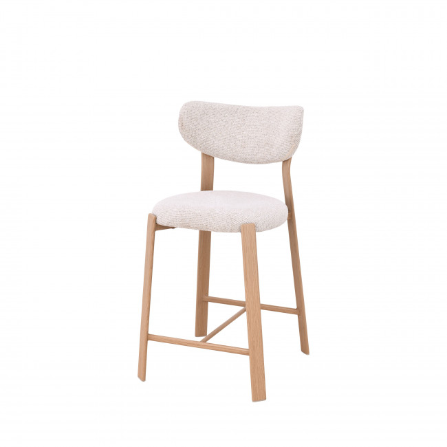 Lunara - Lot de 2 chaises de bar en tissu piètement effet bois clair H65cm