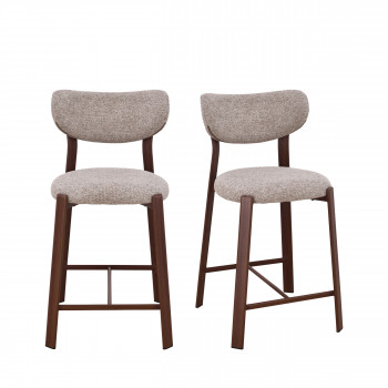 Lunara - Lot de 2 chaises de bar en tissu piètement effet foncé bois H65cm