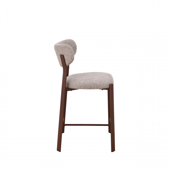 Lunara - Lot de 2 chaises de bar en tissu piètement effet foncé bois H65cm