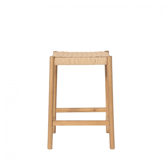 Paolo - Lot de 2 tabourets de bar en corde tressée et bois H 65 cm 