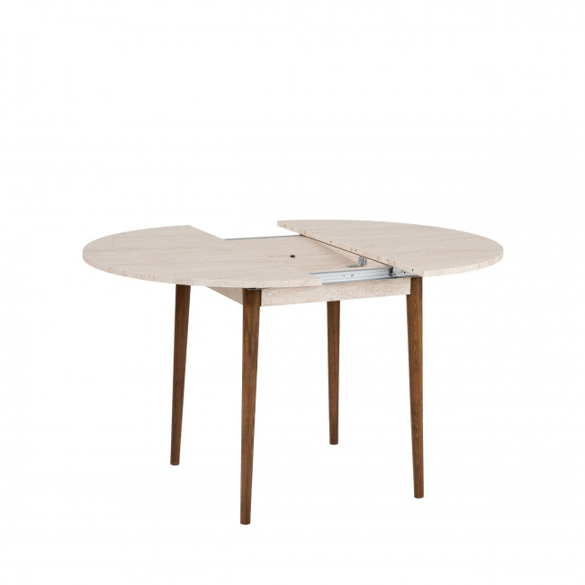 Salvador - Table à manger extensible 4 à 6 personnes en bois et effet travertin 100-131x75cm