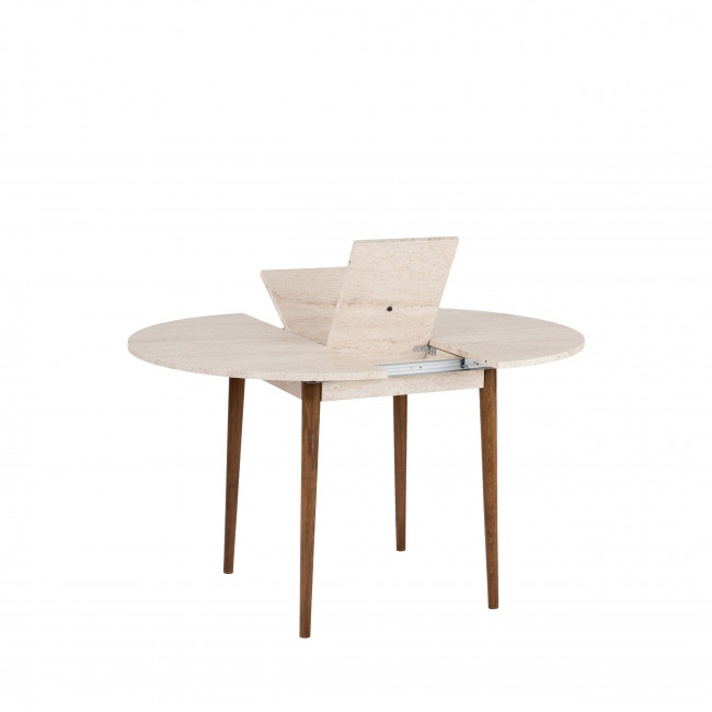 Salvador - Table à manger extensible 4 à 6 personnes en bois et effet travertin 100-131x75cm