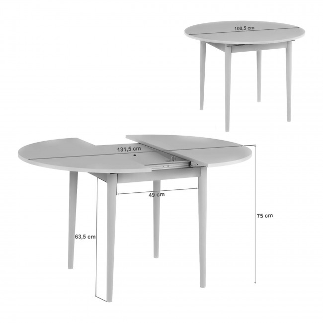 Salvador - Table à manger extensible 4 à 6 personnes en bois et effet travertin 100-131x75cm