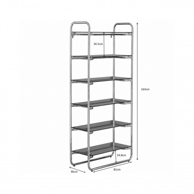 Delio - Etagère en verre et pieds chrome H163cm