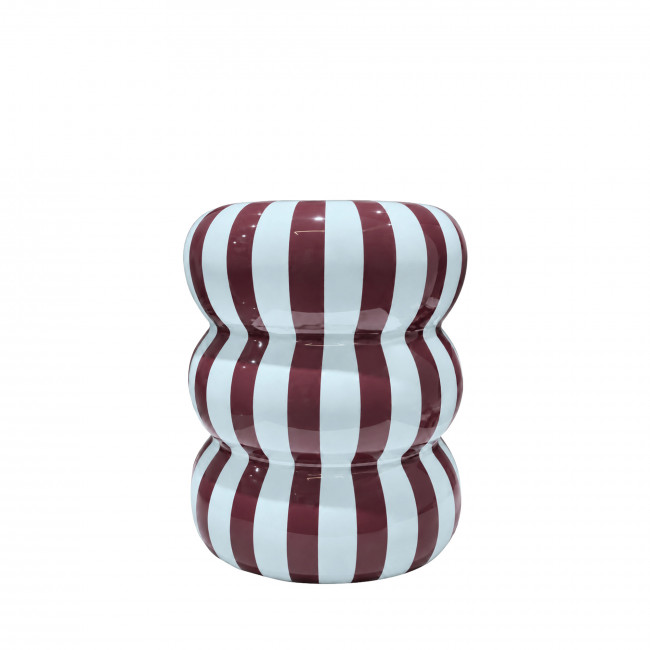 Georges - Table d'appoint / chevet ronde à rayures en aluminium ø 33 cm