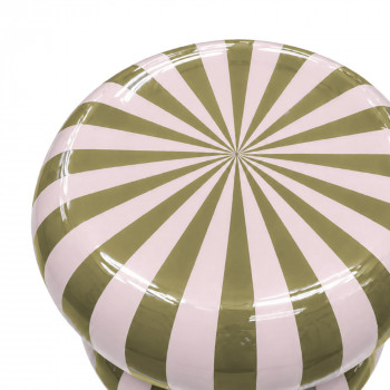 Georges - Table d'appoint / chevet ronde à rayures en aluminium ø 33 cm