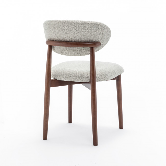 Clara - Lot de 2 chaises en tissu bouclette pieds bois foncé
