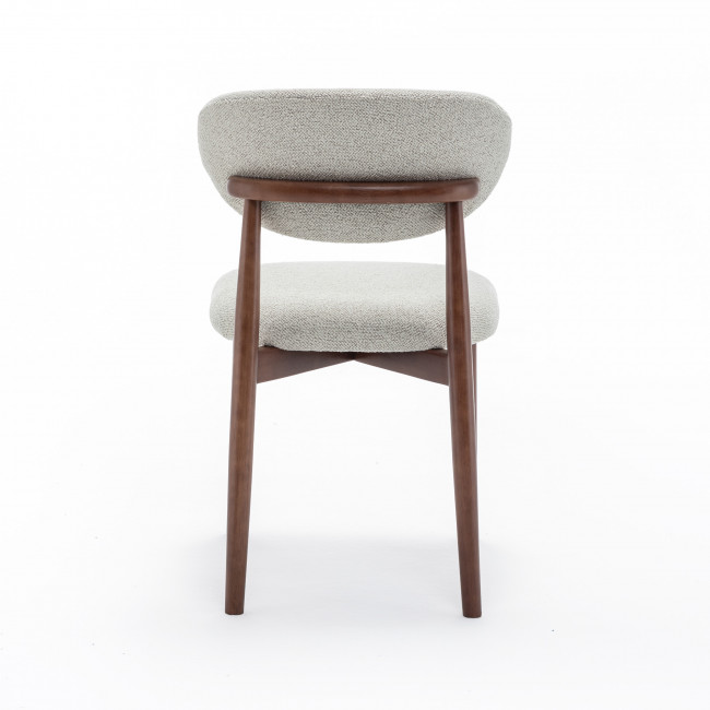 Clara - Lot de 2 chaises en tissu bouclette pieds bois foncé