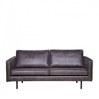 Canapé 3 places vintage en éco-cuir Bronco Noir
