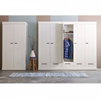 Armoire en pin 2 portes 2 tiroirs Connect