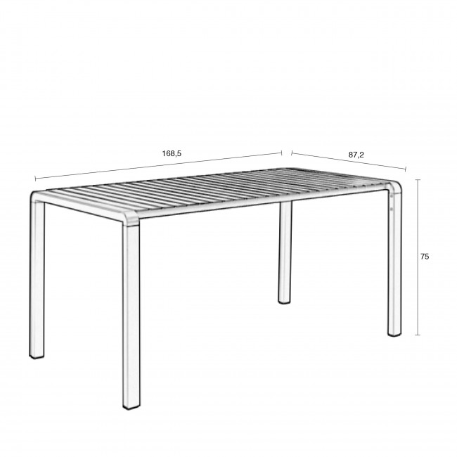 Vondel - Table à manger de jardin en métal 168,5x87cm