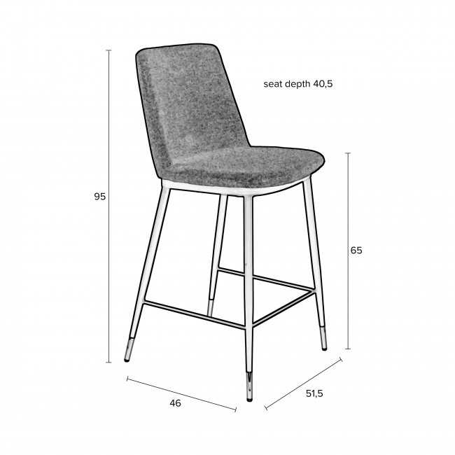 Lionel - 2 tabourets de bar en tissu et métal 65cm