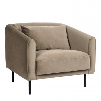 Winsen - Fauteuil en velours pieds droits en métal