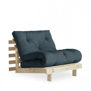 Roots - Fauteuil convertible 90x200 cm en bois naturel et tissu