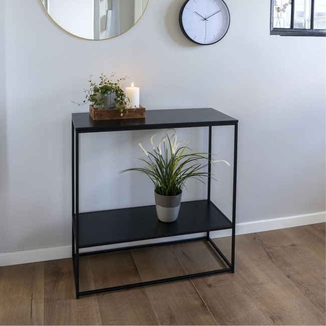 Vita - Console 2 étagères en bois et métal 80x80x36 cm