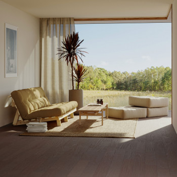Lean – Canapé convertible en bois naturel et tissu