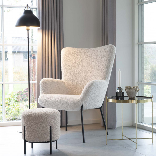 Alford - Pouf rond en tissu bouclette et métal ø35,5cm