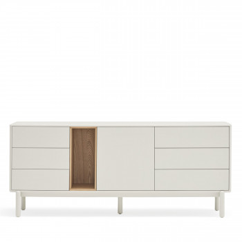 Corvo - Buffet 1 porte 6 tiroirs en bois L180cm