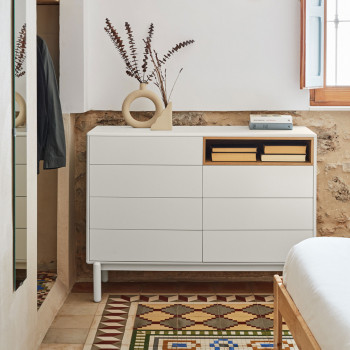 Corvo - Commode 7 tiroirs 1 niche en bois L120xH90cm