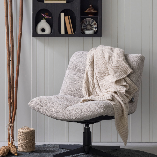 Vinny - Fauteuil pivotant en tissu bouclette