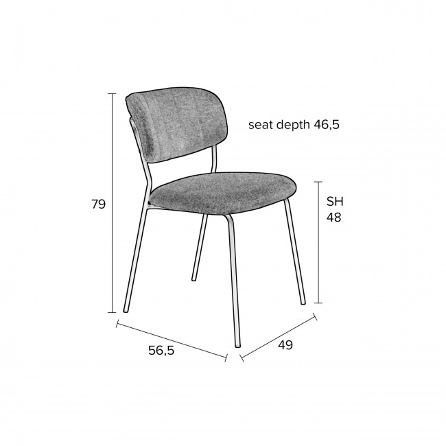 Jolien - Lot de 2 chaises en tissu et métal pieds noirs