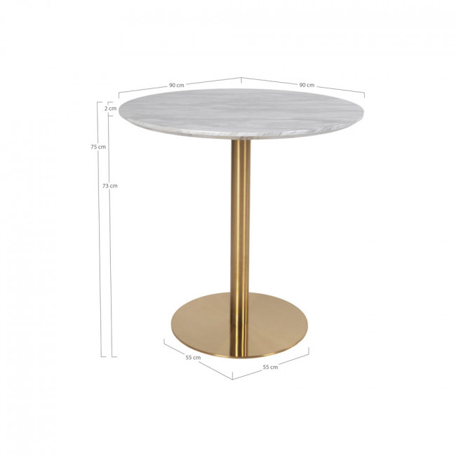 Bolzano - Table à manger ronde effet marbre ø90cm