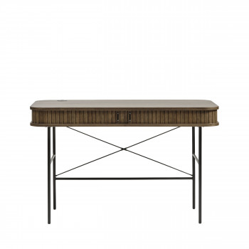 Alicia - Bureau 2 portes aux angles arrondis en bois et méral L120cm