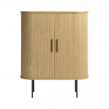 Alicia - Buffet haut aux angles arrondis en bois et métal H118cm