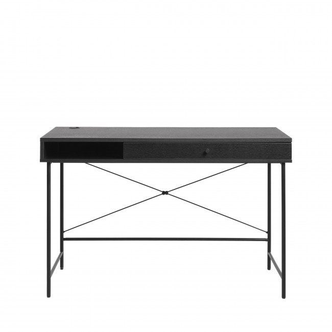Rinto - Bureau 1 tiroir, 1 niche en bois et métal L120cm