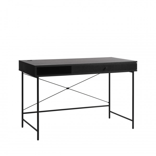 Rinto - Bureau 1 tiroir, 1 niche en bois et métal L120cm