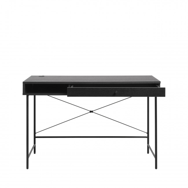 Rinto - Bureau 1 tiroir, 1 niche en bois et métal L120cm
