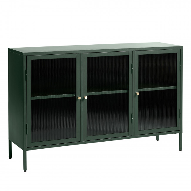 Bjorn - Buffet 3 portes en verre strié et métal L132cm