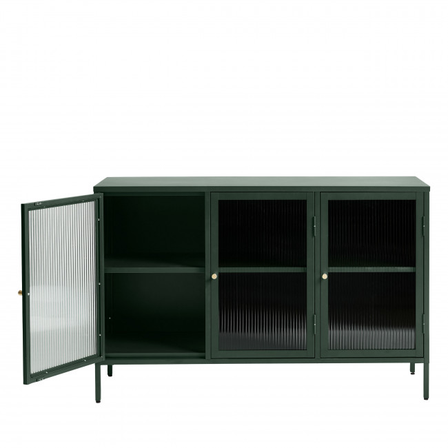 Bjorn - Buffet 3 portes en verre strié et métal L132cm
