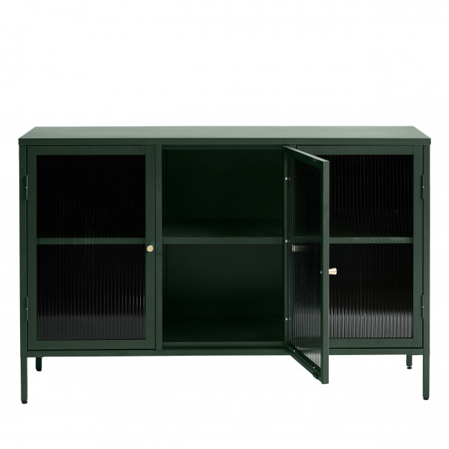Bjorn - Buffet 3 portes en verre strié et métal L132cm