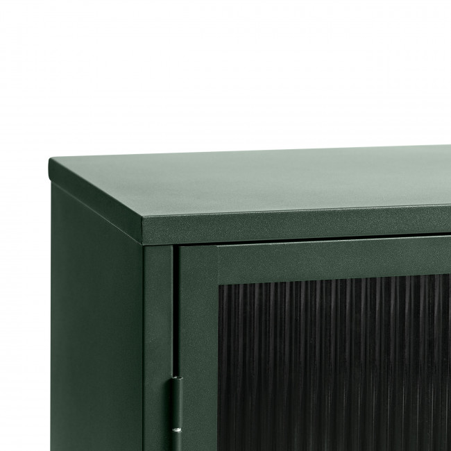 Bjorn - Buffet 3 portes en verre strié et métal L132cm
