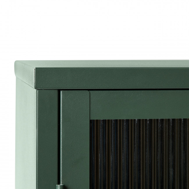 Bjorn - Buffet 3 portes en verre strié et métal L132cm