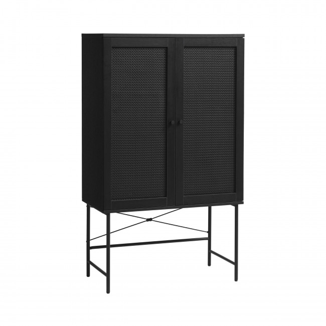 Rinto - Buffet haut 2 portes bois et métal H135cm