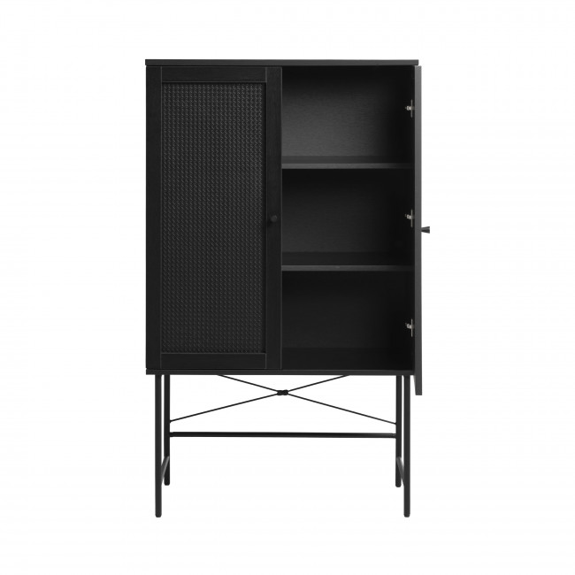Rinto - Buffet haut 2 portes bois et métal H135cm