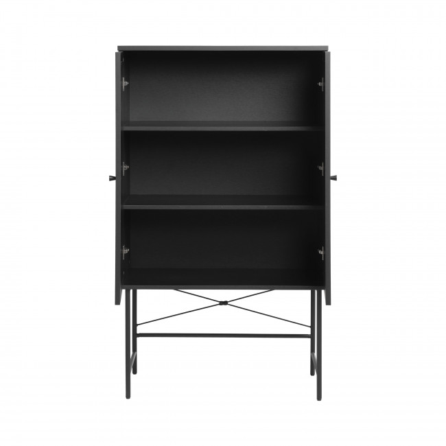 Rinto - Buffet haut 2 portes bois et métal H135cm
